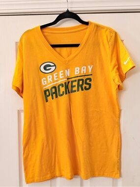 Nike Yellow Green Bay Packers V-Neck Tee